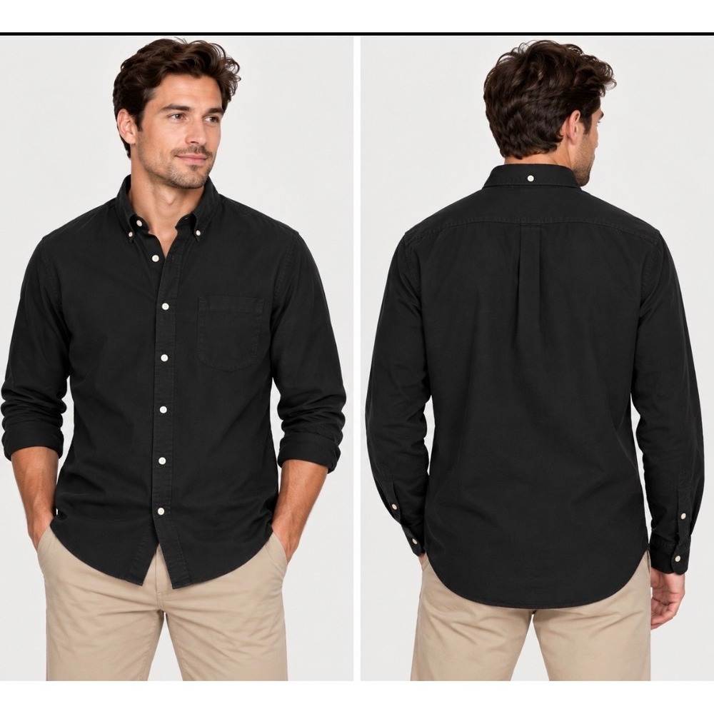 J.Crew Secret Wash Button Down Shirt Men's Large Black Classic Fit 100% Cotton